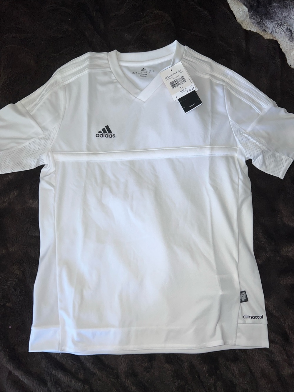 adidas Youth White Athletic V-Neck Climacool Soccer Jersey